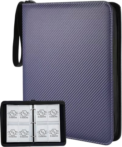 Estacks Verzamelmap voor 400 Kaarten – 4-Pocket Kaartenmap – Geschikt voor Ruilkaarten – Inclusief Card Sleeves – A5 Formaat – Blauw