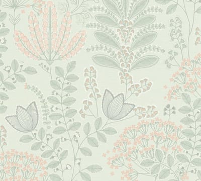 BLOEMEN BEHANG | Botanisch - Groen Grijs Roze Oranje - LivingWalls Famous Garden