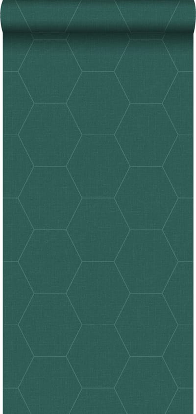 ESTAhome behang hexagon petrolgroen - 53 cm x 10.05 m - 148752