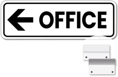Bord Office pijl links - Weerbestendig Aluminium - 40x15 cm - Bevestiging: Met muur-/ wandmontage beugels
