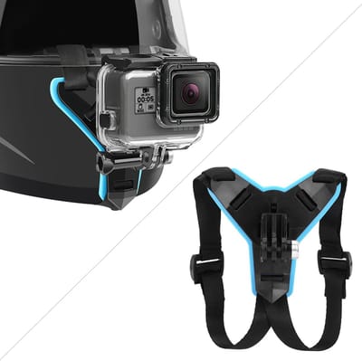 Dailygoods Motorhelm Kinbevestiging - Universele Sportcamera Beugel - Verstelbare Riem - Zwart - Accessoires - Geschikt voor XiaoYi Actiecamera