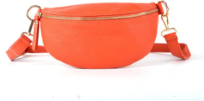 Giuliano Lederen Bumbag/Heuptas - donker oranje - made in Italy