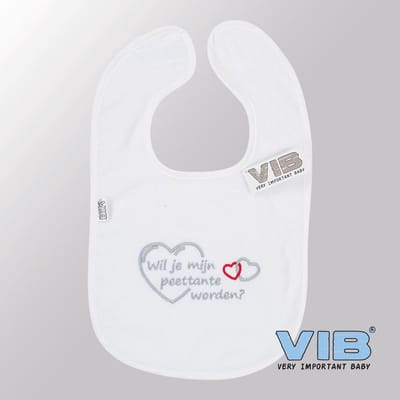 VIB® - Slabbetje Luxe velours - Wil je mijn peettante worden (Wit) - Babykleertjes - Slabbetjes - zwangerschap aankondiging - baby aankondiging