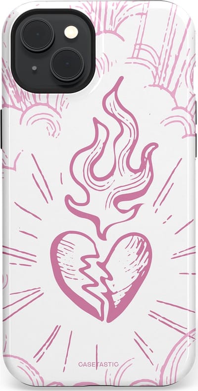 Casetastic Hoesje Geschikt voor Apple iPhone 15 Plus Magsafe - Stijlvolle Beschermende Duo-layer Case - Roze Liefdesvlam