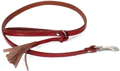 Cavlicious® hondenleiband leder - hondenlijn - hondenriem - bruin/wijnrood - 1.35M