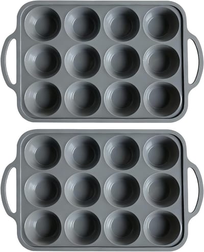 Siliconen muffinbakvorm met metalen versterking - 2 stuks voor cupcakes en desserts