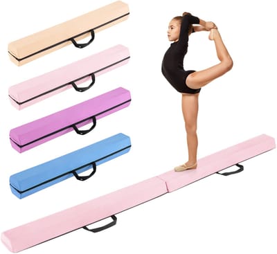 COSTWAY Evenwichtsbalk, 210 cm, opvouwbare gymnastiekbalk, gymnastiekbalk, antislip, balansbalk tot 73 kg, draagbare balk met draaggrepen, gymnastiek balansbalk voor thuis gymnastiek