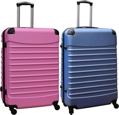 Travelerz kofferset 2 delig ABS groot - met cijferslot - 95 liter - licht blauw - licht roze