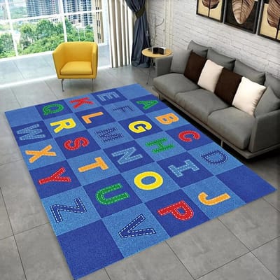 ABC Cartoon Alfabet Kinderen Kruipen Kinderen Speelkamer Vroege Educatie Gebied Tapijt, Tapijt voor Woonkamer Slaapkamer Bank, Antislip Mat 40x60cm(15x23in)