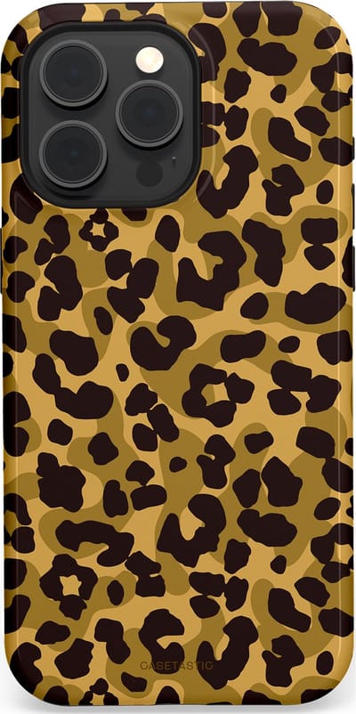 Casetastic hoesje geschikt voor Apple iPhone 15 Pro Max - MagSafe - Dubbellaagse bescherming - Jungle Panter - Fashion Case - Zwart Crème Beige