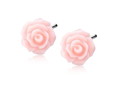 Zilver Roos Oorbellen - Acryl Rose Oorbellen met Zilver - Zilver 925 - Amona Jewelry