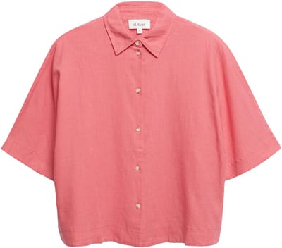 Vrouwelijke Linnen Mengsel Korte Mouwen Blouse met Hemdneck s.Oliver