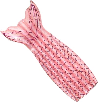 Roze Glitter Zeemeerminstaart Opblaasbare Drijfmat (160×90cm) – Luxe Waterlounge met Schubbenpatroon en Glitter, Voor Zwembad, Strand en Tuin