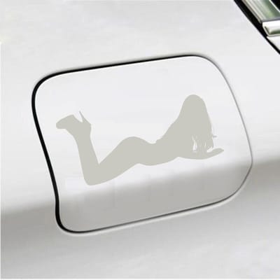 Bumpersticker - Liggende Dame - 8 X 17 - Zilver
