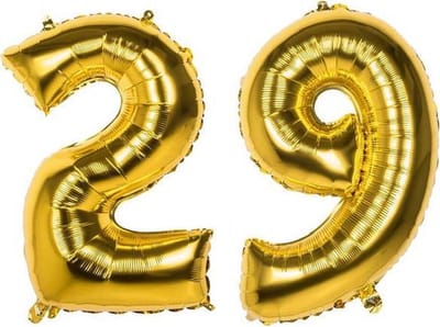 29 Jaar Folie Ballonnen Goud - Happy Birthday - Foil Balloon - Versiering - Verjaardag - Man / Vrouw - Feest - Inclusief Opblaas Stokje & Clip - XXL - 115 cm