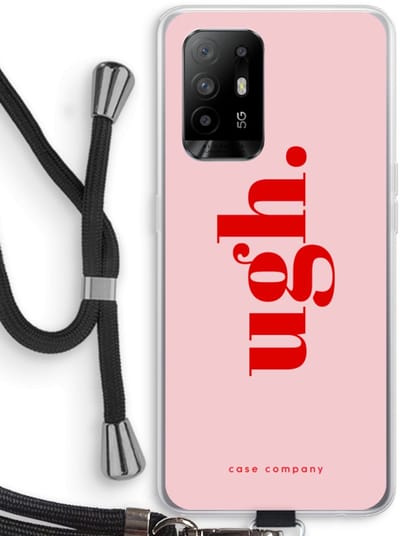Case Company® - Hoesje met koord geschikt voor Oppo A94 5G hoesje met Koord - Ugh - Telefoonhoesje met Zwart Koord - Bescherming aan alle Kanten en Over de Schermrand