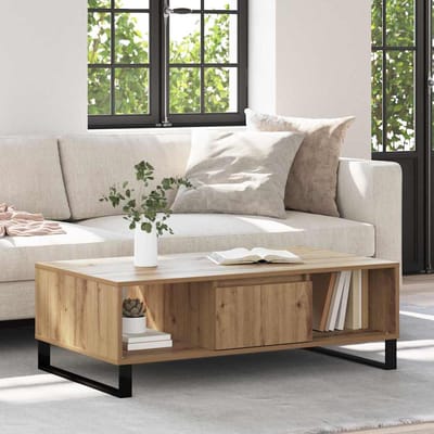 vidaXL - Salontafel - Artisan - Eiken - 104 - x - 60 - x - 35 - cm - Bewerkt - hout