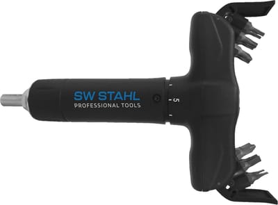 SW-Stahl 03913L Momentsleutel met T-greep 1/4 inch met bits 2-8 Nm 13 stuks I Rechtsdraaiend met ratelfunctie I Zeskanthouder I Magnetische bits