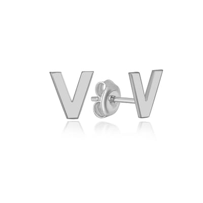 V initial oorknop zilver