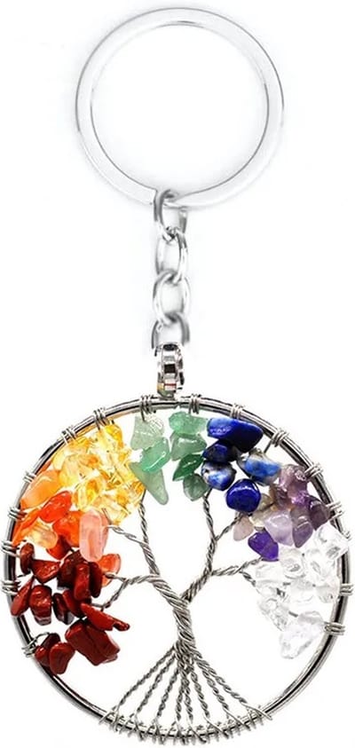 Sleutelhanger Tree Of Life I Levensboom Sleutelhanger I Met Natuurstenen I Sleutelhouder I Mulitikleur