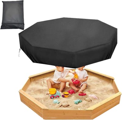 Zandbakhoes Achthoekig - Zandbak Afdekking - Buiten Spelen - Waterdicht Oxford Materiaal - 28 x 25 x 4 cm - Zilver
