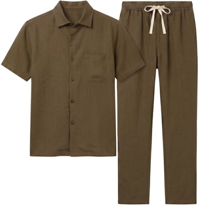 Oversized Zomerset Heren - Linnen Broek Heren - Linnen Overhemd Heren - GB7165 - Bruin - Maat L