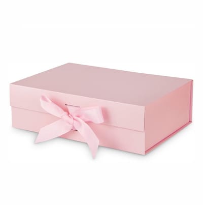 Roze geschenkdoos - Vouwdoos met lint - Met magnetisch deksel en lint - Opklapbare geschenkdoos - Met strik - Geschikt voor afstuderen, feestjes, vakantie, bruiloften, verjaardagen en kerstcadeaus - Roze - 23*17*7 cm