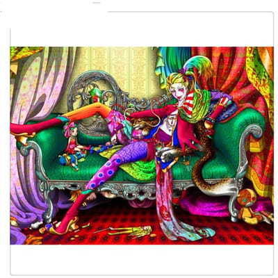 Diamant schilderij volledige ronde diamant borduurwerk clown koningin strass DIY mozaïek woondecoratie 20X30CM blue