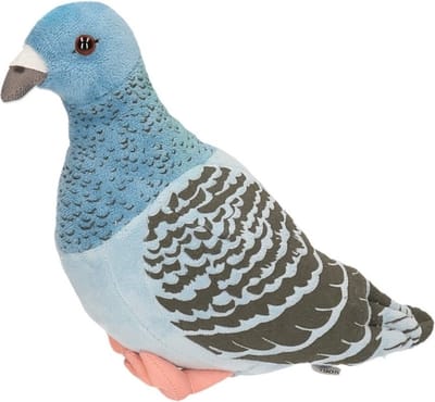 CarlDick pluche knuffeldier Duif - 24 cm - blauw/grijs - vogels - knuffels - knuffeldier - duiven knuffel