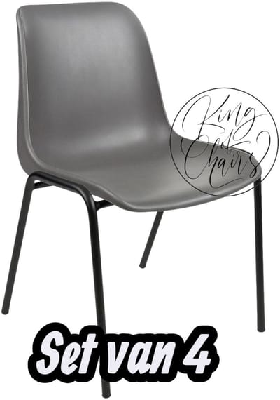 Kantinestoel Helene Antraciet -set van 4- zwart onderstel kantinestoel stapelstoel kuipstoel vergaderstoel tuinstoel kantine stoel stapel stoel tuin stoel kantinestoelen stapelstoelen kuipstoelen arenastoel schoolstoel bezoekersstoel Everardo
