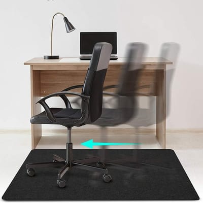 Bureaustoelmat / Vloerbeschermer - 90x120cm - Zwart - Ruisonderdrukking - antislip- Zelfklevend (lijmvrij) - PVC