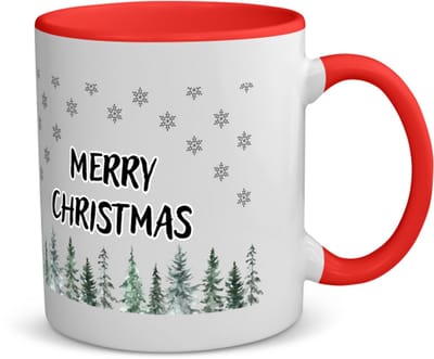Akyol - kerst merry christmas kerstbomen koffiemok - theemok - rood - Kerstmis - kerst beker - winter - kerst - christmas - kerst cadeau - 350 ML inhoud