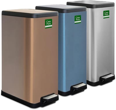 Pedaalemmer voor keuken en badkamer van roestvrij staal met softclosemechanisme en uitneembare binnenemmer, 15/18 liter, brons