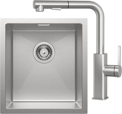 CECIPA max Spoelbak Keuken 40x44CM - Gootsteen RVS - Spoelbakken Keuken Met Keukenkraan - Wasbak Keuken - Enkele Spoelbak - Spoelbakken met afdruip - RVS