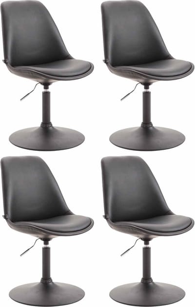 CLP Maverick Set van 4 Eetkamerstoelen - Kunstleer zwart zwart