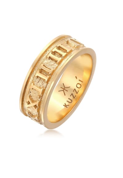 KUZZOI - Ring - Heren Band Ring Romeinse Cijfers Massief Trend Geoxideerd in 925 Sterling Zilver - Heren