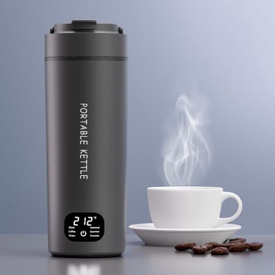 Ynkkvre - Waterkoker - Draagbare Waterkoker - Reis Waterkoker - Temperatuurinstelling 113°F Tot 212°F En Real-Time Weergave - 450Ml - Voor Reizen, Kantoorgebruik En Thee Liefhebbers Zwart