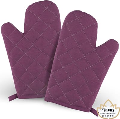 DREAM Ovenwanten 2 Stuks Paars Katoen Hittebestendige Ovenhandschoenen tot 250Â°C
