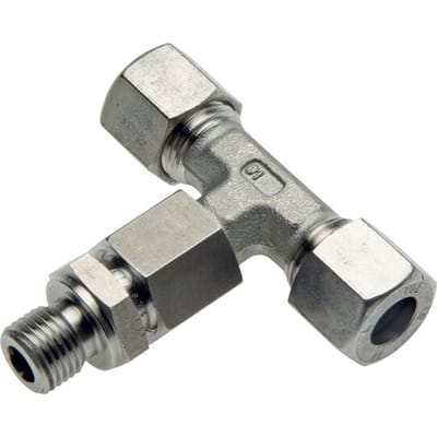 30S & G1-1/4'' RVS T-stuk Snijringkoppeling Buitendraad 400bar Verstelbaar ISO 8434-1