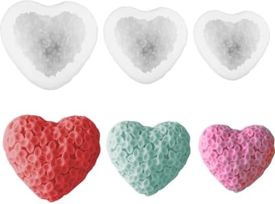 Siliconen Gietvormen voor Kaarsen en Bloemen, 3D Hart en Bloemenpatroon, DIY Geurkaarsen Maken