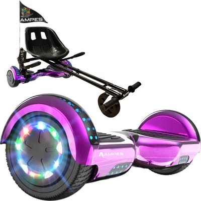 Ampes Hoverboard - Bluetooth Speaker - 24V 4.0 Ah Accu - Oxboard - 12 km/h - UL2272 Gecertificeerd - LED Verlichting - Anti lek banden - Belastbaar tot 120KG - 6.5 Inch - Inclusief Draagtas - 700W - Roze + Hoverkart met vering