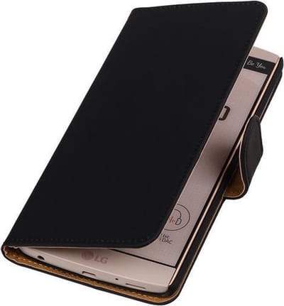 LG V10 - Effen Zwart Booktype Wallet Hoesje