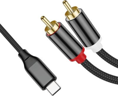 USB C naar RCA Audio Kabel - RCA Y Splitter - USB Adapter Type-C naar Tulp Audio Kabel - Geschikt voor Smartphones, Tablets en Speakers - 1.2 Meter