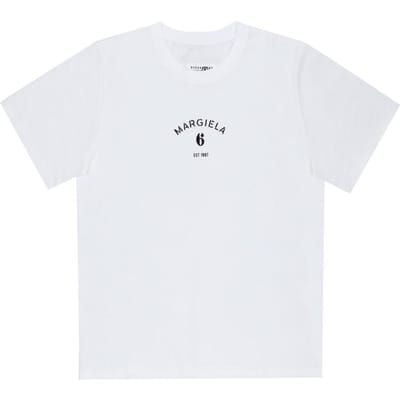 Maison Margiela Heren T-shirt Mm6 Nummering Logo Sh2gc0038 M20048 101 SH2GC0038 M20048 101 (L) white