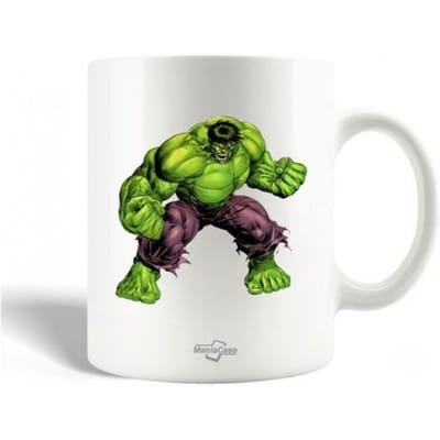 Mug en Céramique - Hulk - 30cl - Compatible Lave-Vaisselle - Blanc - Hauteur 9,5 cm