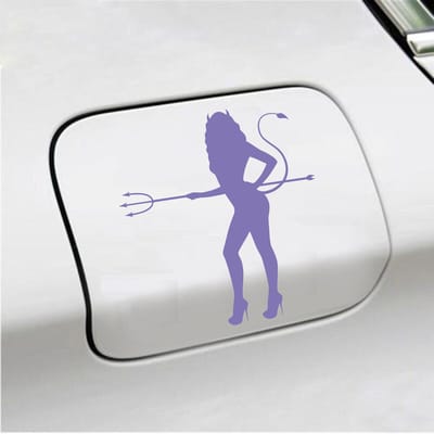 Bumpersticker - Vrouw Duivel - 14 X 13 - Paars