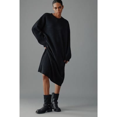 Mikuta The Black Oversized Knitted Dress Maat: S | Midi Jurken Outlet | Dames | Zwart