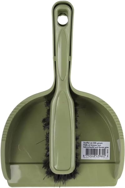 Stoffer en blik - Handveger set - Snelle schoonmaak - Compact kliksysteem - 30 cm diep - Groen