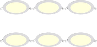 LED Downlight Inbouwspot 6 Stuks - Kingtron Thin - 12W 1120lm 120° Bundelhoek - Warm Wit 3000K - IP40 - Rond - Wit - Ø170mm Buitenmaat - Ø150mm Zaagmaat