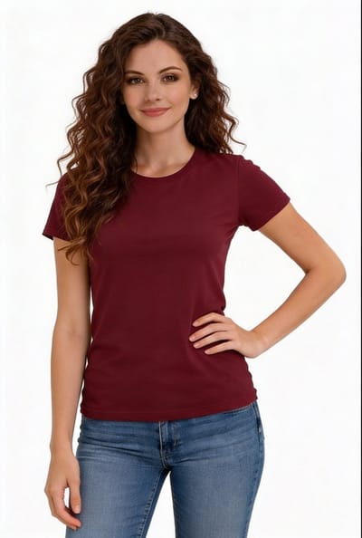 Basic Dames T-shirt Bordeaux Rood - Shirt - Katoen - Korte Mouwen